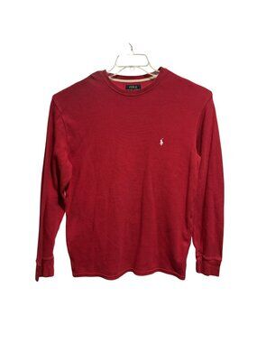 Polo Ralph Lauren Mens Red Waffle Knit Thermal Pullover Crew Neck Top Sz XL